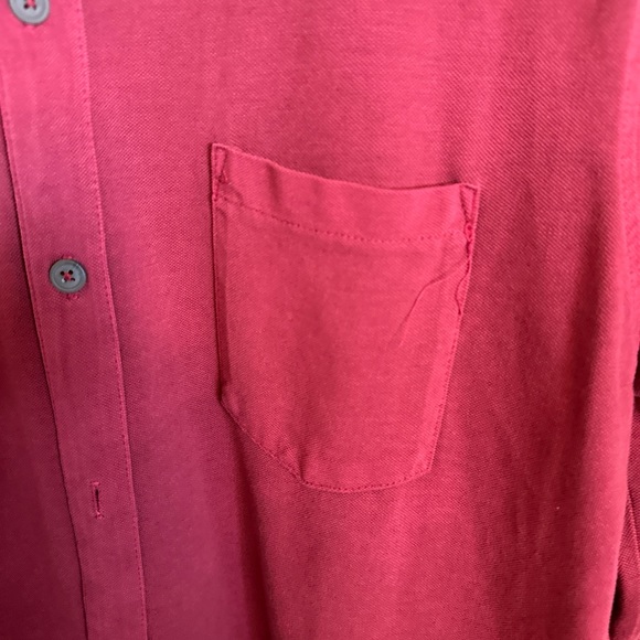 Mododoc Mens Classic-Fit  Red Long-Sleeve Button Casual Collar Shirt Size M - Picture 10 of 14